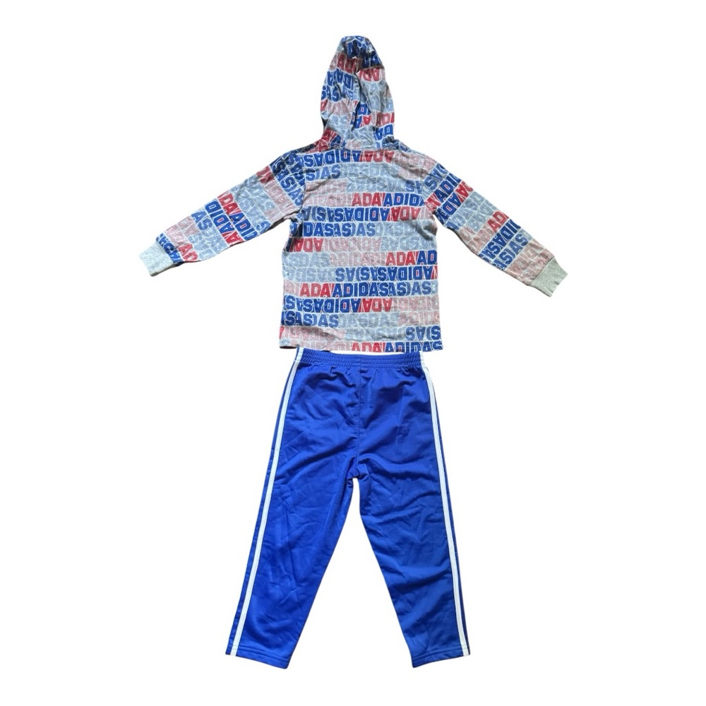 Adidas Blue gray and White Athletic Set 4T - Picture 2 of 5